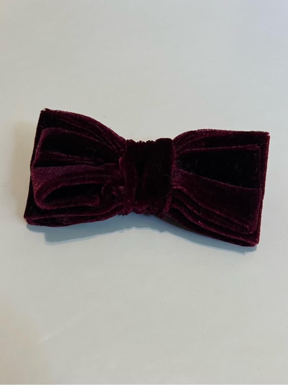 Anthropologie Velvet Bow Hair Clip in Deep Burgundy